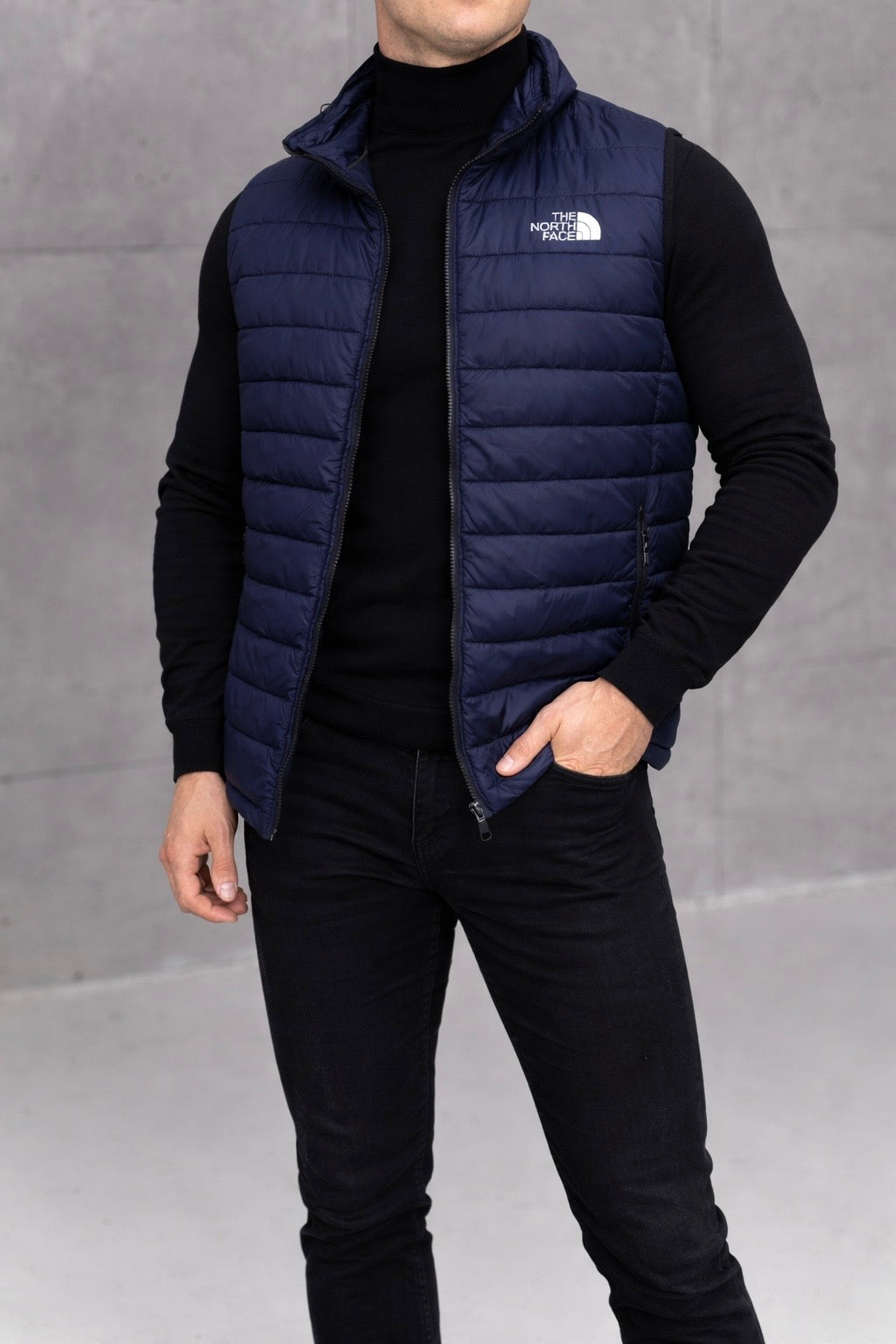 The north face mėlyna vyriška liemenė su kapišonu